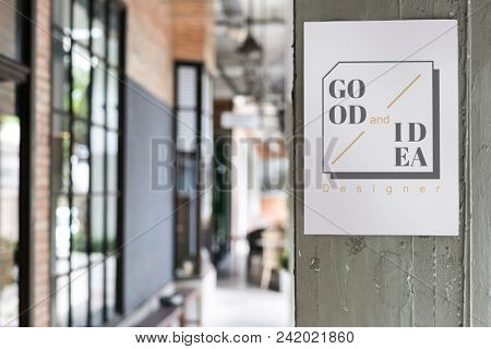 Poster outside a coffee shop mockup