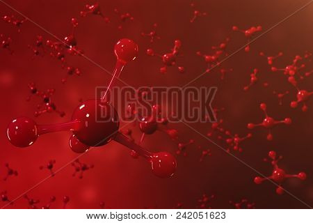 3d Rendering Molecules. Atoms Bacgkround. Medical Background For Banner Or Flyer. Molecular Structur