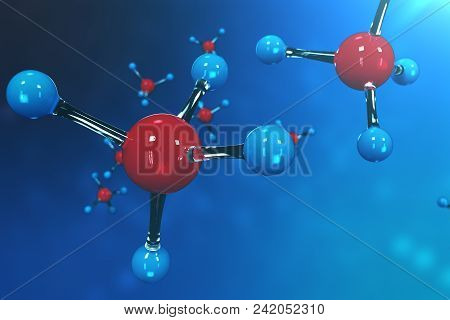 3d Rendering Molecules. Atoms Bacgkround. Medical Background For Banner Or Flyer. Molecular Structur