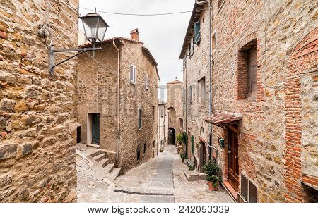 The Narrow Street In The Historic Center Of Castiglione Della Pescaia, Tuscany, Italy