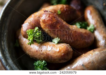 Grilled sausauges food photography recipe idea