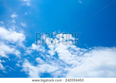 Puffy Clouds Blue Wide Soft Dreamy Sky Peace Background And Rela