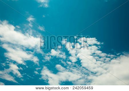 Puffy clouds blue wide soft dreamy sky peace background and rela