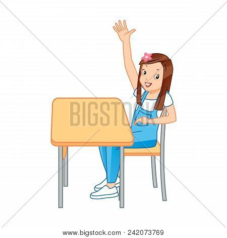 Preschoolers Raising Their Hands In Class - Vector