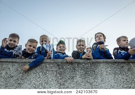Minsk, Belarus - May 23, 2018: Little Fans Having Fun Before The Belarusian Premier League Football 