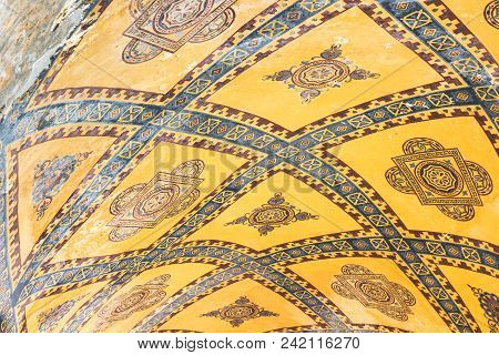 Istanbul, Turkey - May 15, 2018: Ceiling Ornament In Hagia Sophia Cathedral. The Basilica Is World-f