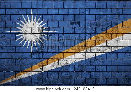 Marshall Islands Flag Is Painted Onto An Old Brick Wall