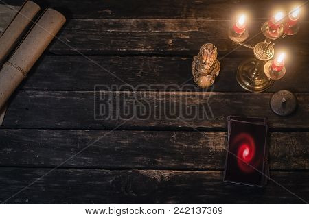 Tarot Cards On Magic Table. Future Reading Concept.