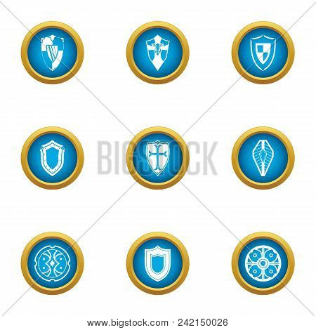 Buckler Icons Set. Flat Set Of 9 Buckler Vector Icons For Web Isolated On White Background