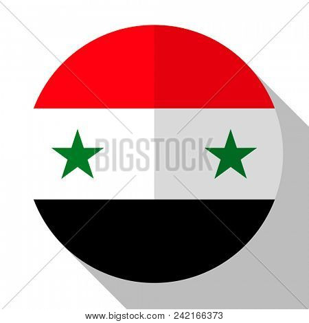 Flag Syria - round flatstyle button with a shadow. 