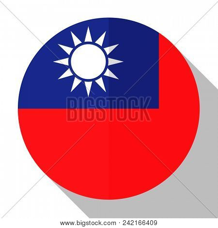 Flag Taiwan - round flatstyle button with a shadow. 