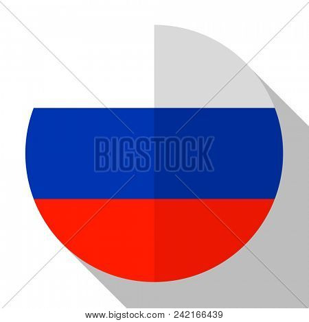 Flag Russia - round flatstyle button with a shadow. 