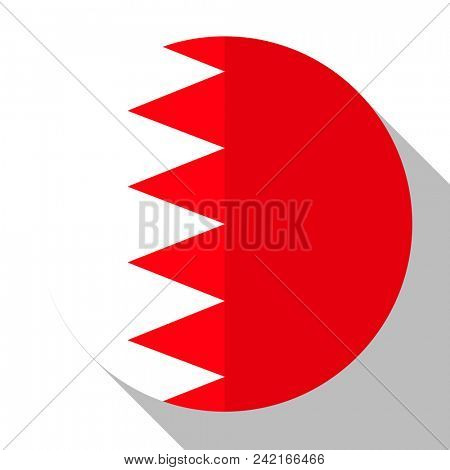 Flag Bahrain - round flatstyle button with a shadow. 