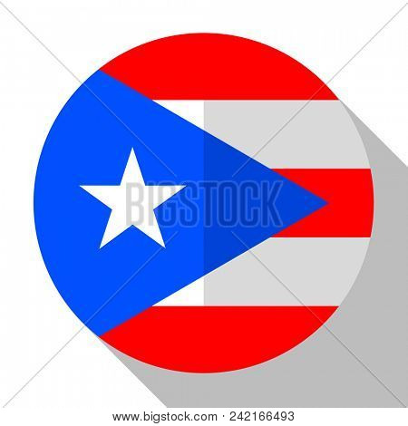 Flag Puerto Rico - round flatstyle button with a shadow. 