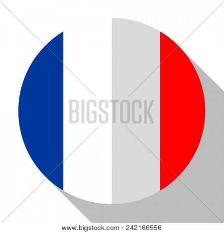 Flag France - round flatstyle button with a shadow. 