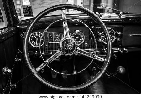 Berlin - May 06, 2018: Interior Of A Full-size Luxury Car Mercedes-benz 220 