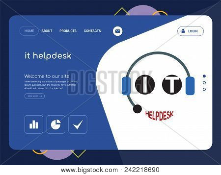 Quality One Page It Helpdesk Website Template Vector Eps, Modern Web Design With Flat Ui Elements An