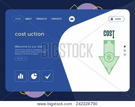 Quality One Page Cost Uction Website Template Vector Eps, Modern Web Design With Flat Ui Elements An