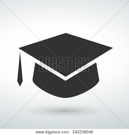 Graduation Cap, Simple Vector Illustration Isolated On White Background
