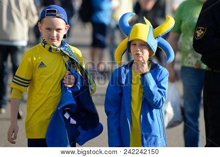 Minsk, Belarus - May 23, 2018: Little Fans Having Fun Before The Belarusian Premier League Football 