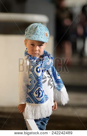 Minsk, Belarus - May 23, 2018: Little Fan Looks Before The Belarusian Premier League Football Match 