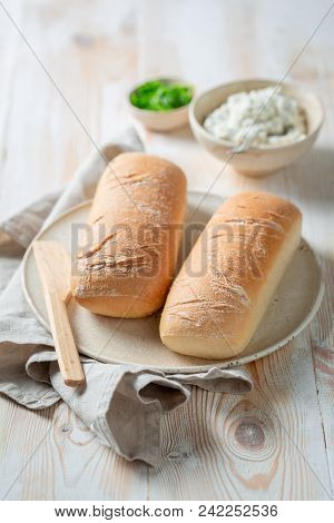 Healthy Sandwich With Fromage Cheese, Lettuce And Crunchy Bread