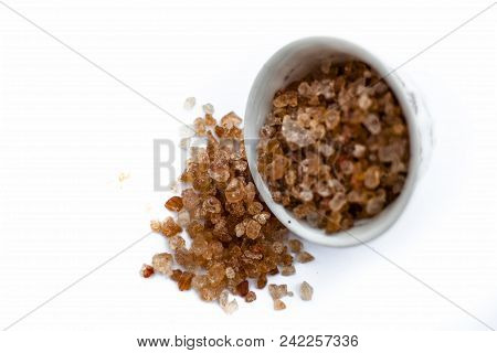 Gond Katira Or Edible Gum Or Common Gum In A Bowl Isolated On White.
