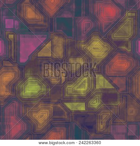 Abstract Dark Colorful Cyber Space Seamless Chaotic Pattern Design Background Texture