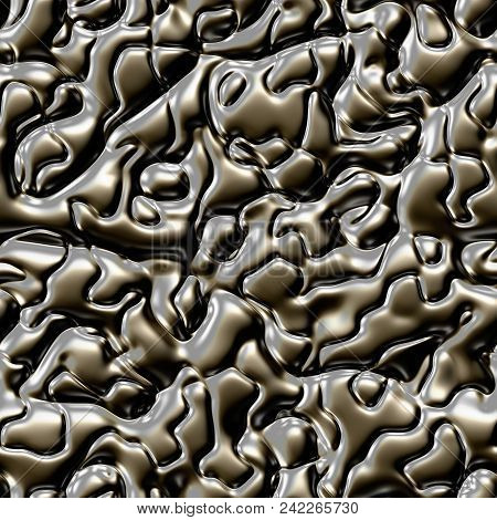 Bronze Beige Creamy Silver Metal Shiny Liquid Wavy Pattern Design