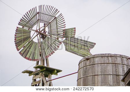 The Windmill And Rain Barrel At The Johnson Settlement At Lbj National Historical Park In Johnson Ci