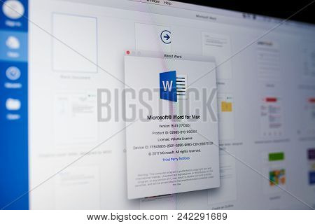New York, Usa - May 25, 2018: Microsoft Word Menu On Laptop Screen Close Up View