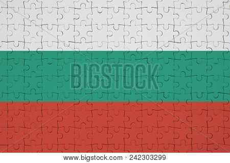 Bulgaria Flag  Is Depicted On A Folded Puzzle