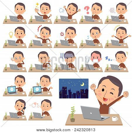 Brown High Neck Middle Aged Men_desk Work