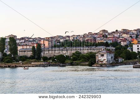 Travel To Turkey - View Of Seaside In Istanbul City In Spring Evening From Golden Horn Bay