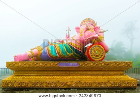 Ganesha Elephant Statue In The Pra Putta Teepangkorn Temple In The Koh Samui Island, Thailand