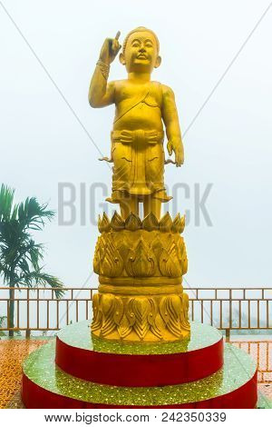 Small Buddha Statue In The Pra Putta Teepangkorn Temple In The Koh Samui Island, Thailand