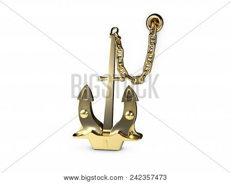 Maritime Anchor Ocean Boat 3d Illustration Symbol.