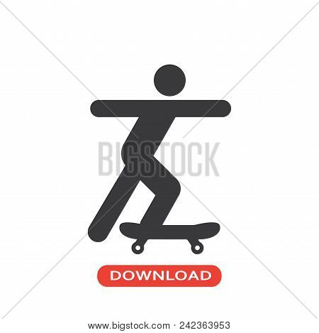 Skateboard Vector Icon Flat Style Illustration For Web, Mobile, Logo, Application And Graphic Design