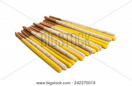 Pocky Banana Chocolate  Sweet Isolated On White Background