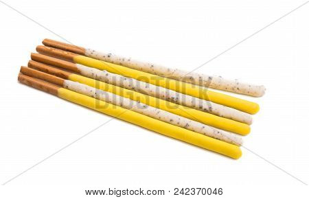 Pocky Chocolate Banana Sweet Isolated On White Background
