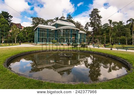 Petropolis, Brazil - May 17, 2018: The Crystal Palace Is A Glass-and-steel Structure Which Was Built