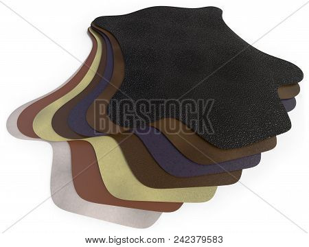Leather Samples Isolated On White. 3d Rendering