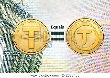 Concept Image Of Tether Coin    Equal To Trueusd Coin, Cryptocurrency