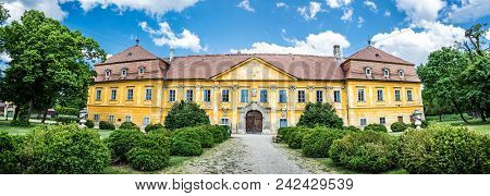 Marchegg Castle, Austria. Panoramic Photo. Architectural Scene. Travel Destination.