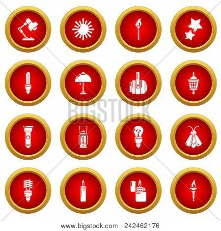 Light Source Icons Set. Simple Illustration Of 16 Light Source Vector Icons For Web