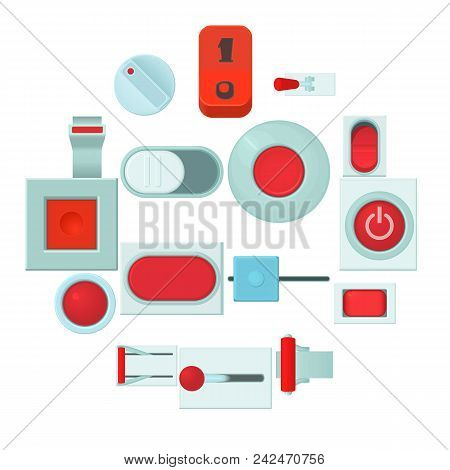 On Off Switch Web Buttons Icons Set. Cartoon Illustration Of 16 On Off Switch Buttons Vector Icons F