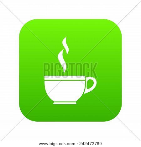 Glass Cup Of Tea Icon Digital Green For Any Design Isolated On White Vector Illustration