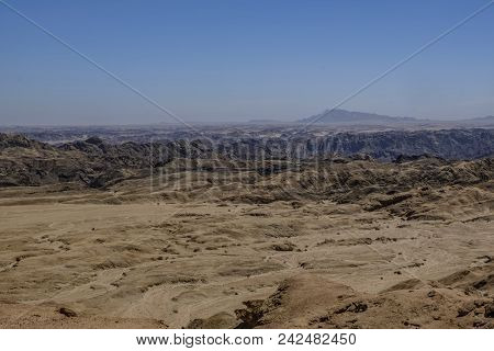 Dramatic View Of The Eroded Hills And Valleys Of Moon Landscape Near Swakopmund In The Erongo Region