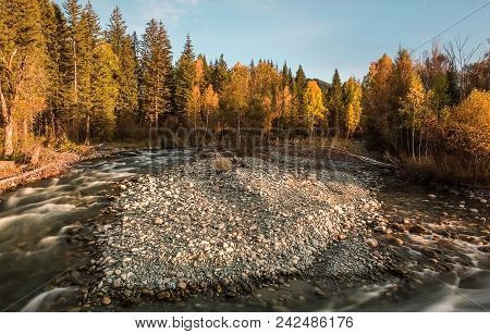 The  Altai Landscape With Multa River, Siberia, Altai Republic, Russia.
