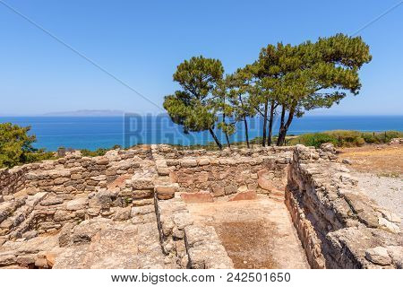 Ancient Ruins In City Of Kamiros Located In The Northwest Of The Island Of Rhodes.